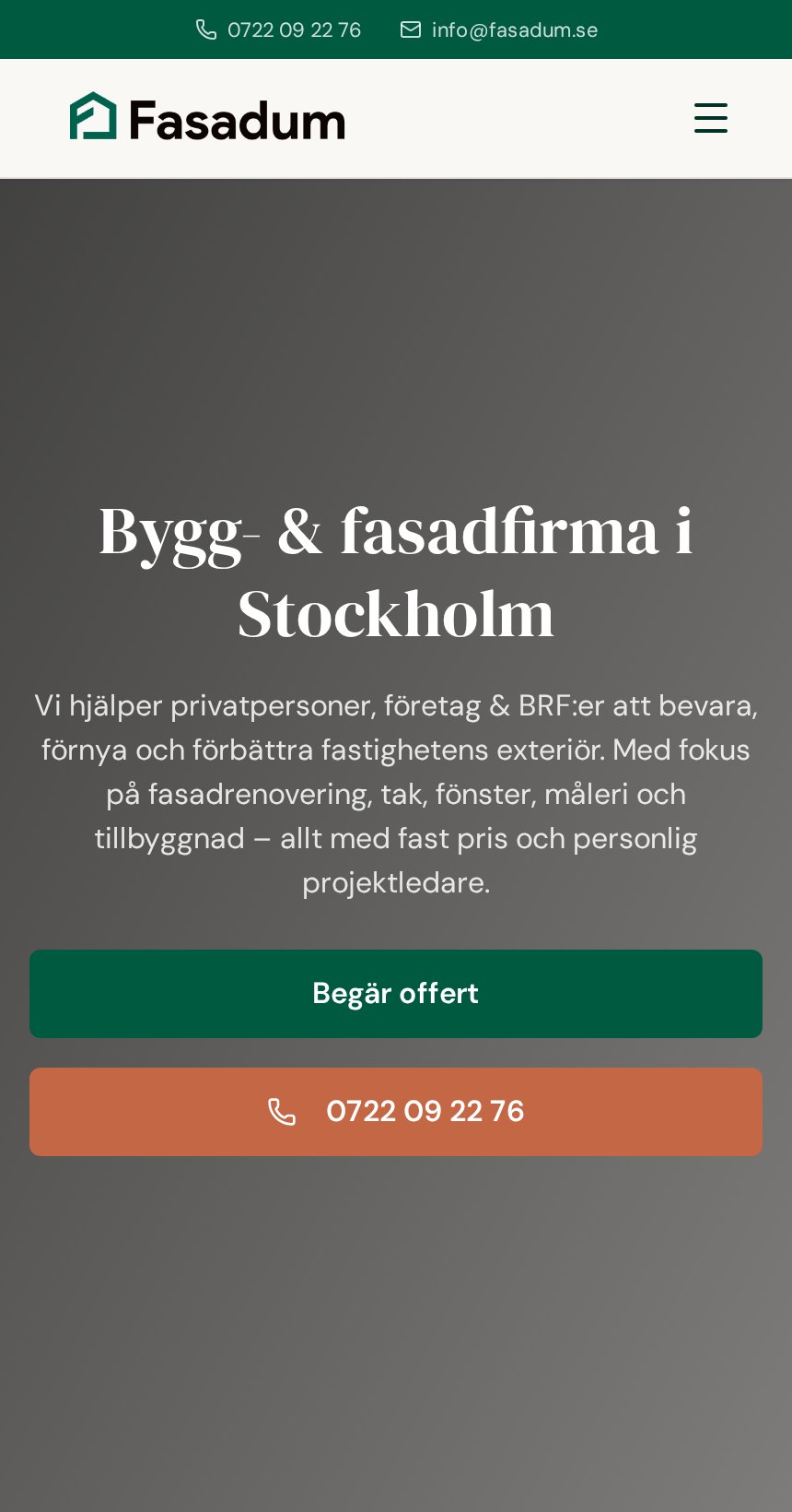 Fasadum hemsida byggd av VIA Media